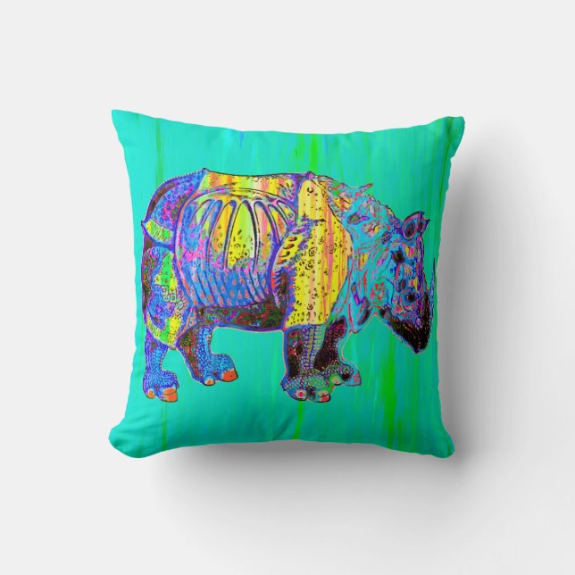 Colorful Rhino Pillow Kussen (Voorkant)