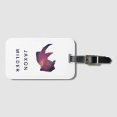 Colorful Rhino Silhouette Cloud Waterverf Bagagelabel (Voorkant (horizontaal))