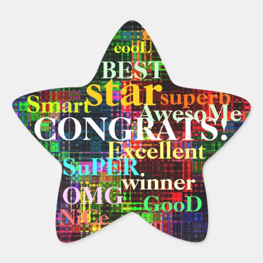 Colorful Ripples Ster Sticker (Voorkant)