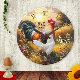 Colorful Rise and Shine Rooster Ronde Klok