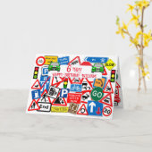 Colorful Road Sign Collage Kinderen Birthday Kaart (Gele Bloem)