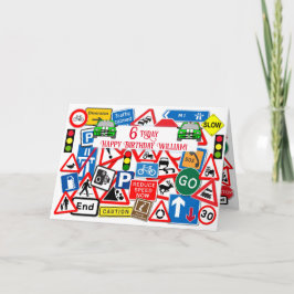 Colorful Road Sign Collage Kinderen Birthday Kaart