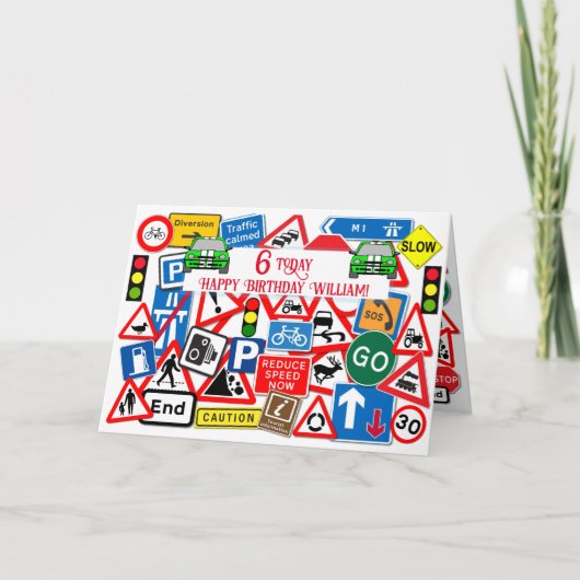 Colorful Road Sign Collage Kinderen Birthday Kaart (Voorkant)