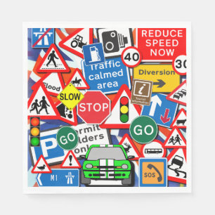 Colorful Road Signs, Kids Birthday Party Servet