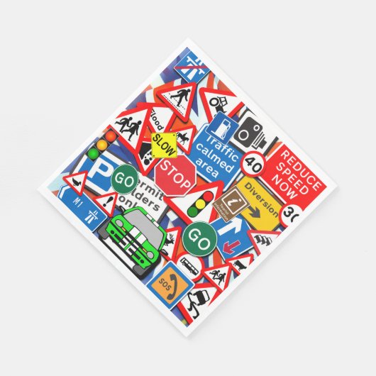 Colorful Road Signs, Kids Birthday Party Servet (Hoek)