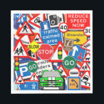 Colorful Road Signs, Kids Birthday Party Servet<br><div class="desc">Kleurrijke verkeersborden uit het Verenigd Koninkrijk,  met voertuigen klaar voor de weg,  een leuk ontwerp voor een Birthday Party napkin voor kinderen (misschien ook volwassenen houden van deze!) Er is een passende partijuitnodiging en ook een ouderdomsknop voor kinderen,  perfect voor de verjaardagsjongen of het meisje.</div>