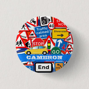 Colorful Road Tekent Custom Kinderen Name Ronde Button 3,2 Cm