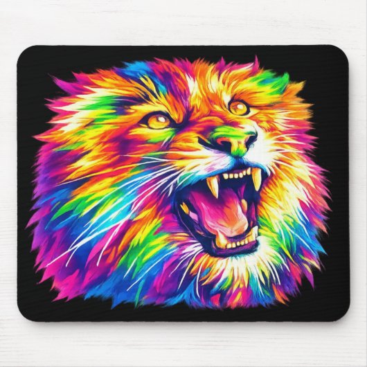 Colorful Roaring Lion Mouse Pad Muismat (Voorkant)