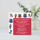 Colorful Robot Birthday Party Invitation Kaart (Staand voorkant)