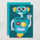 Colorful Robot Boys Second Birthday Invitation Kaart (Voorkant / Achterkant)