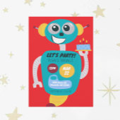 Colorful Robot Boys Second Birthday Invitation Kaart