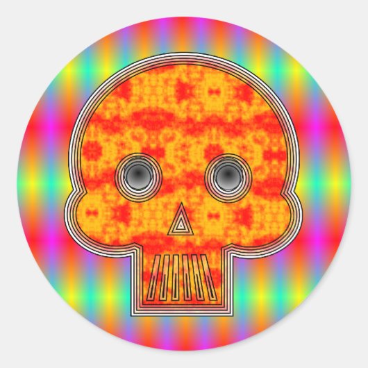 Colorful Robot Skull Ronde Sticker (Voorkant)
