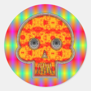 Colorful Robot Skull Ronde Sticker