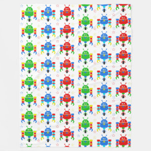 Colorful Robots Kinder Duvet Hoesje Fleece Deken