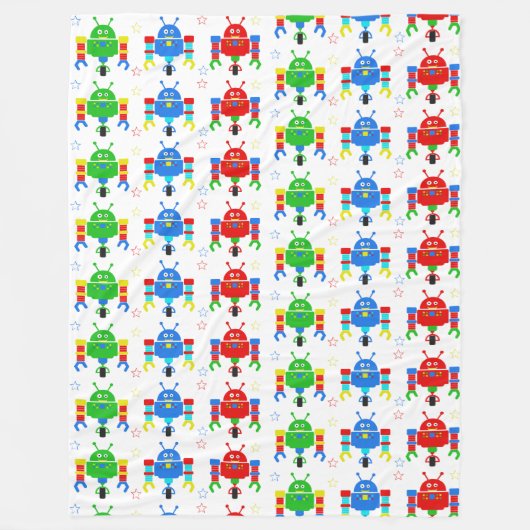 Colorful Robots Kinder Duvet Hoesje Fleece Deken (Voorkant)