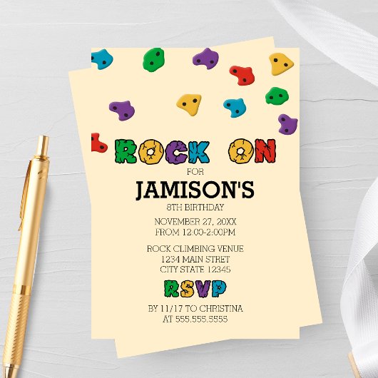 Colorful Rock Climbing Birthday Invitation Kaart