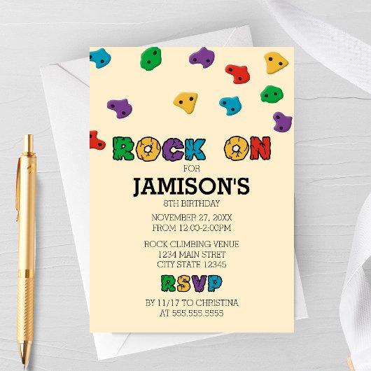 Colorful Rock Climbing Birthday Invitation Kaart
