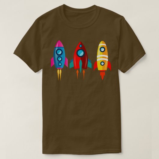 Colorful Rocket Ships Astronaut Long Hoeve T-shirt (Design voorkant)