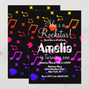 Colorful Rockstar Guitar Star Rock Birthday Kaart