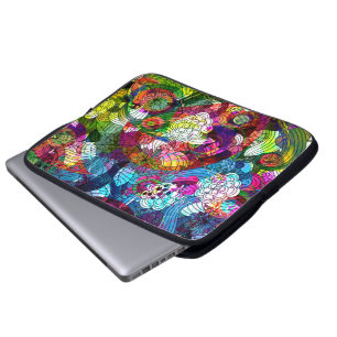 Colorful Romantic  Floral Collage Pattern Laptop Sleeve