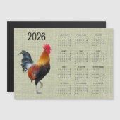 Colorful Rooster 2026 Calendar Magnetic Card (Voorkant / Achterkant)