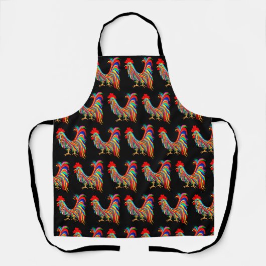 Colorful Rooster Apron Schort (Voorkant)