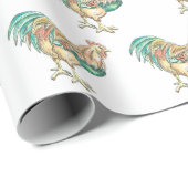 Colorful Rooster Cadeaupapier (Rol Hoek)