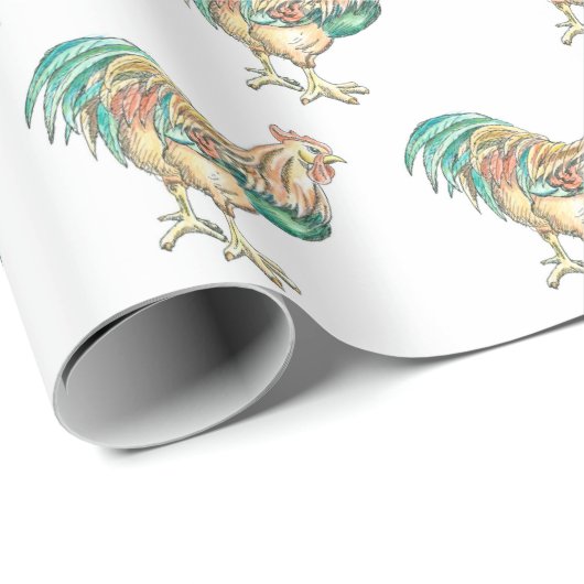 Colorful Rooster Cadeaupapier (Rol Hoek)