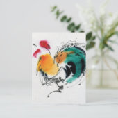 Colorful Rooster. Calligrafie en waterverf. Briefkaart (Staand voorkant)