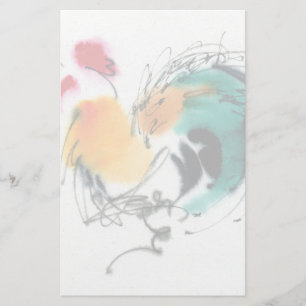 Colorful Rooster. Calligrafie en waterverf. Briefpapier