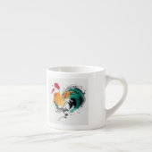 Colorful Rooster. Calligrafie en waterverf. Espresso Kop (Rechts)