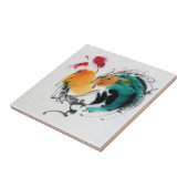 Colorful Rooster. Calligrafie en waterverf. Tegeltje (Zijkant)