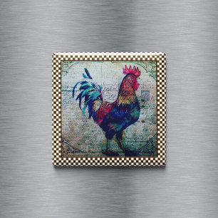 Colorful Rooster Country Ephemera Magneet