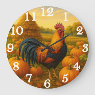Colorful rooster in pumpkin harvest grote klok