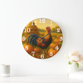 Colorful rooster in pumpkin harvest grote klok (Huis)