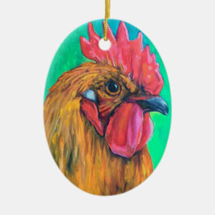 Colorful Rooster Keramisch Ornament