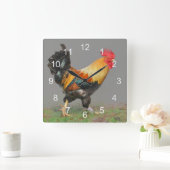 Colorful Rooster, Natuur Alarm Vierkante Klok (Huis)