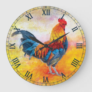 Colorful Rooster Roman Numbers Grote Klok