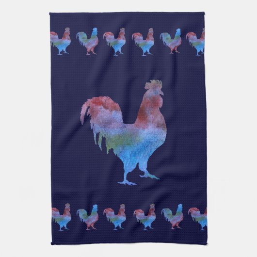 Colorful Roosters Theedoek (Verticaal)