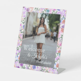 Colorful Rose Border Bridal Shower Welcome Sign Reclamebord Met Voetstuk