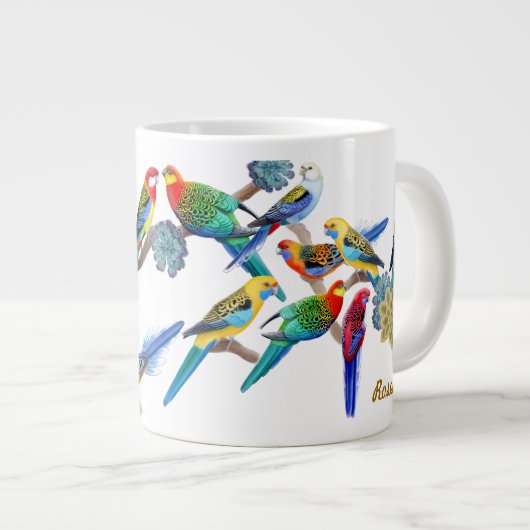 Colorful Rosella Parrots Jumbo Mok (Voorkant rechts)