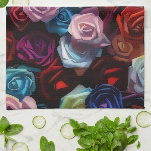 Colorful Roses Artsy Kitchen Towel Theedoek (Gevouwen)