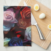 Colorful Roses Artsy Kitchen Towel Theedoek (Quarter Fold)