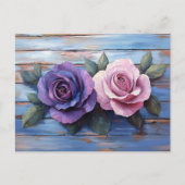 Colorful Roses on Rustic Wooden Background Briefkaart (Voorkant)