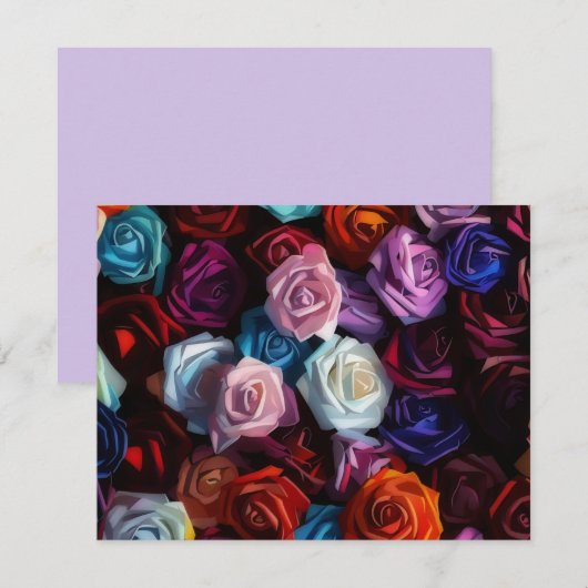 Colorful Roses Rose Art Bouquet Note Card Set Notitiekaartje (Voorkant / Achterkant)