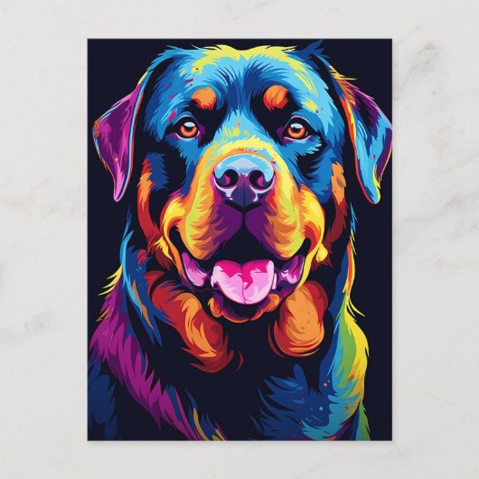 Colorful Rottweiler Briefkaart (Voorkant)
