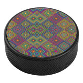 Colorful round item with vibrant geometric diamond hockey puck (3/4)