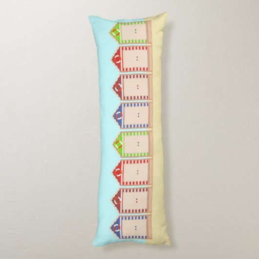 Colorful Row of Beach Huts Summer Lichaamskussen (Achterkant (Verticaal))