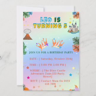 Colorful Royal King Birthday invitation Kaart