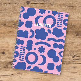 Colorful Roze Blue Organic Shaptern Pattern met na Notitieboek